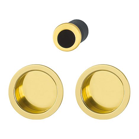 Hoppe – Set de 5 accessoires aluminium pour porte coulissante – Cuvette ronde Ø 59mm – Doigt de tirage Ø 30mm – Fixation non visible – 3947831