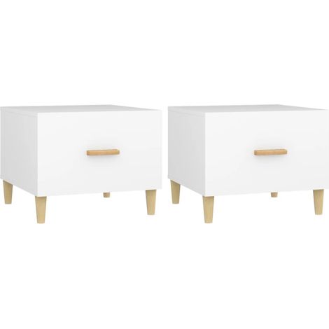 Lot de 2 Tables basses de salon, Tables Café, Blanc 50x50x40 cm Bois d'ingénierie OIB8403E (1/5)