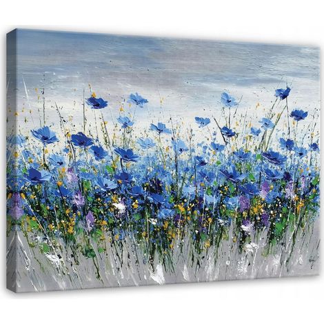 Leinwandbild Blumen Aquarell, natürliche Wanddeko für Schlafzimmer, Wohnzimmer und Küche, hochauflösender Druck, 40 x 30 cm