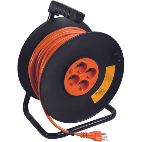 Extensión eléctrica enrollable con disyuntor térmico extensión abierta 50 m.