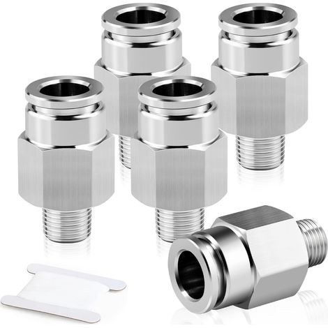 Acier inoxydable 304 Raccords mâles droits pour tubes de 8mm OD x 1/2 BSP PC8-04 (Paquet 2) - 10mm Tube 1/8 (1/5)