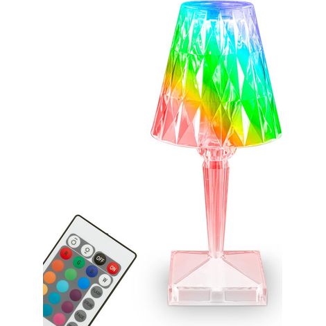 Battery RGB-LED table light, crystal optics, trans