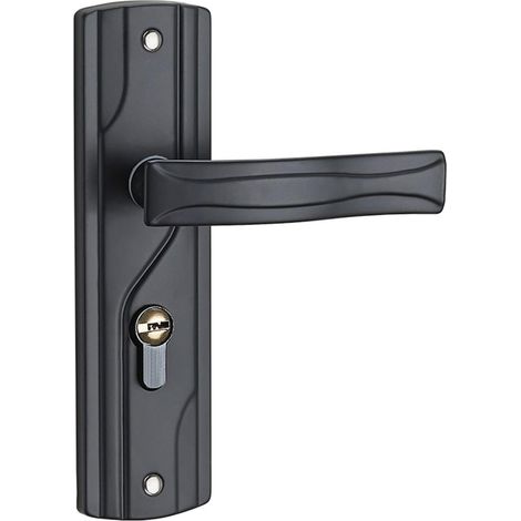 Ensemble de poignées de porte en acier avec clés, noir, pour chambre et salon. (1/5)