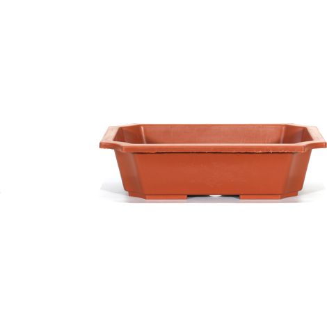 Vaso rettangolare per Piante e Bonsai in plastica marrone cm. 35