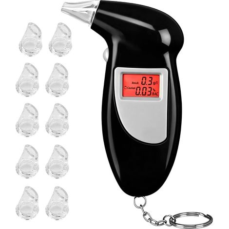 Éthylotest Électronique Haute Précision Alcootest Portable avec Écran LCD et 10 Embouts Rechangeables Éthylomètre Personnel Rapide pour Conduite Sécurisée et Usage Domestique (1/5)