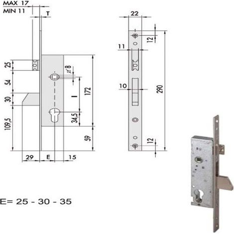 Serrure d'insertion pour montants All 46215-35-0 Cisa