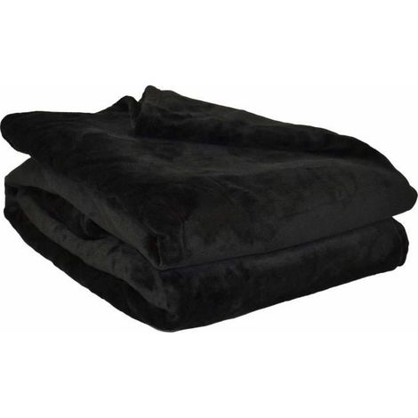 1 pièce Plaid Microflanelle, chaud et doux, Noir, 130 x 170 cm, pour canapé ou lit (1/3)