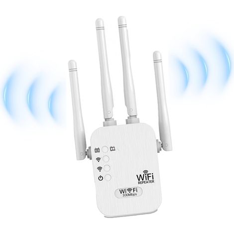 AUTRUCKER Amplificateur de signal Wi-Fi, amplificateur de réseau sans fil domestique, 1200 Mbit/s, norme européenne, blanc (4 antennes)