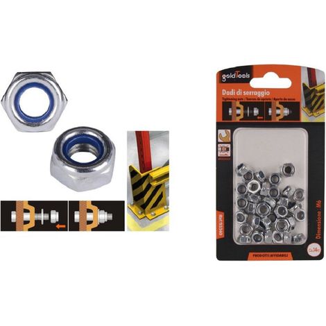 TRADE SHOP - Set 34 Pz Dado Esagonale Dadi Di Serraggio M6 6mm Antiscivolo Bulloni Viti 93340 - (1/2)