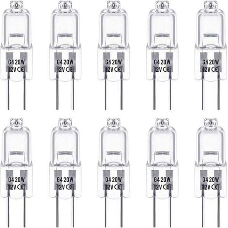 G4-Halogenlampen, 12 V, 20 W, Stiftsockel, warmweiß (2800 K), dimmbar, Niedervolt-Halogenlampe, klare Kapsellampe, 10er-Packung (56 V)