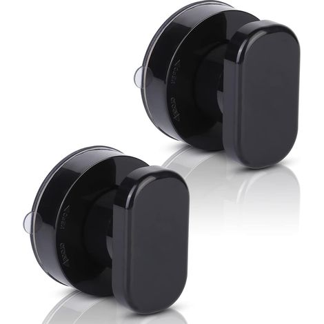 Lot de 2 Poignée de Porte à Ventouse, Poignée Ventouse Baie Vitrée Poignées avec Forte Ventouse, Poignee de Porte Ventouse, Noir (1/5)