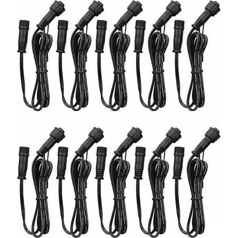 Cable Rallonge, 10 Pack, Pour Spots LED Encastrables,Etanche IP67,1M / 3.3Ft, 2Pin, avec connecteurs mâles et femelles.. (1/4)