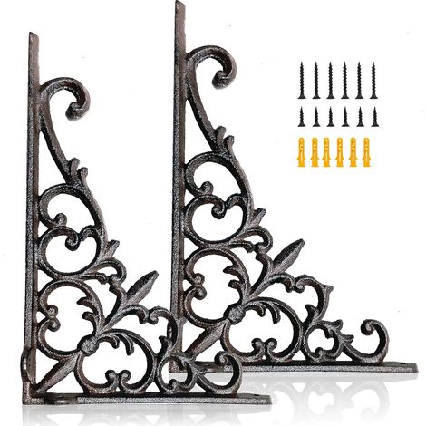 Z Metnal Decorative Shelf Brackets 2 Pcs Cast Iron Metal Mailbox Bracket, Decor Corner Brackets for DIY Floating Shelves (1/5)