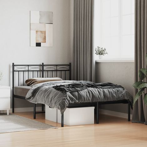 Metal Bed Frame without Mattress with Headboard Black 120x190cm vidaXL (1/5)