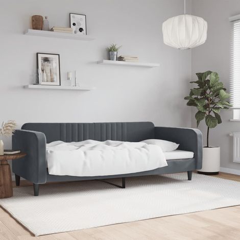 Tagesbett Dunkelgrau 90x190 cm Samt vidaXL