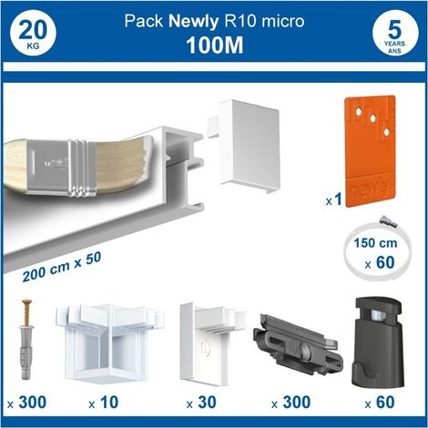 Pack complet 100 mètres cimaise R10 MICRO PERLON couleur Blanc (peut être peint) (1/5)
