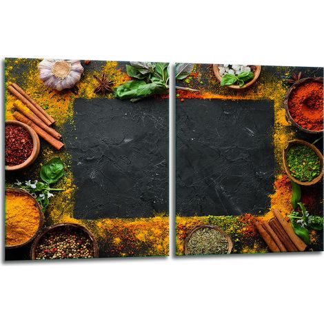 2 plaques de protection en verre pour cuisinière 40x52 épices (1/5)