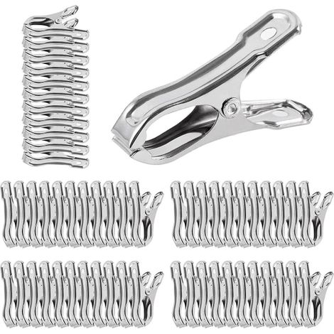 Filiyano-Lot de 60 pinces de jardin en acier inoxydable pour serre, idéales pour la pose de filets de serre. Forte adhérence. (1/5)