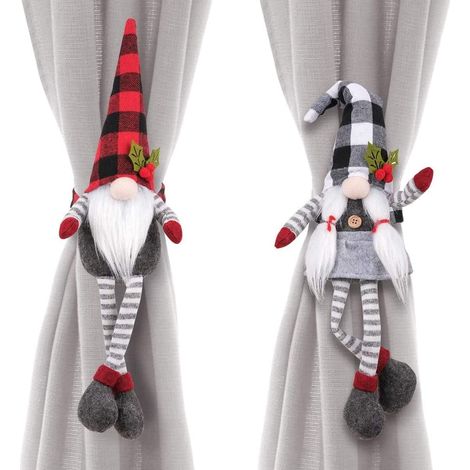 JANMIR-Lot de 2 attaches de rideaux de Noël, décorations de Noël pour fenêtres et intérieur (1/5)