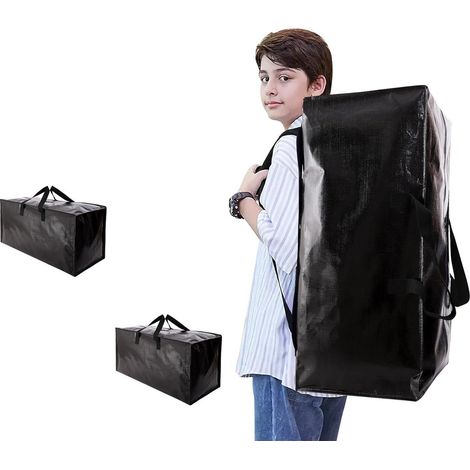 Bolsas de mudanza resistentes con correas de mochila y asas resistentes, alternativa a las cajas de mudanza y bolsas de almacenamiento para artículos esenciales del dormitorio, paquete de 2, color neg