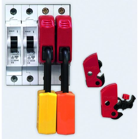 Master Lock – Mini bloque-disjoncteur universel – Installation rapide sans outil – Système de sécurité pour installations électriques – Adaptable verticalement/horizontalement