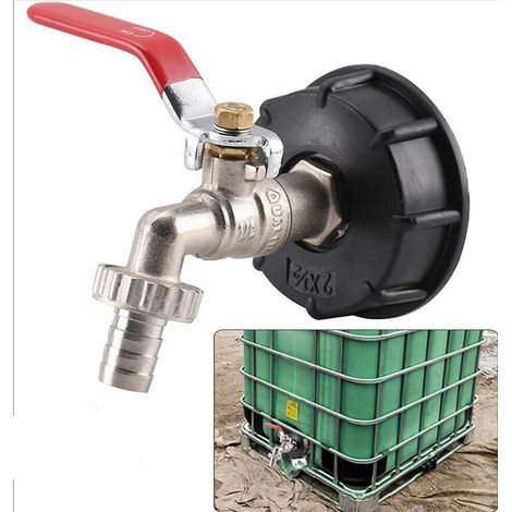 Lot de 1, S60X6 IBC adaptateur de boîte de vidange pour raccord de tuyau pour mélangeur de jardin en laiton, raccord de réservoir 1000 l 12,7 mm (1/4)