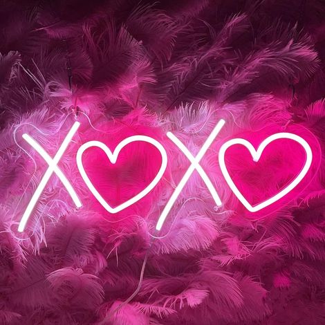 XOXO – Panneau néon pour décoration murale x cm chambre à coucher de fête d'anniversaire petit ami amoureux 40 15 (1/4)