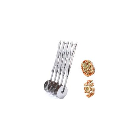 Roulette à Pizza à 5 Roues Diviseur De PâTe En Acier Inoxydable, Trancheuse à Pizza, Coupe-PâTe à Biscuits, Couteau à PâTisserie,PâTisserie GâTeau De Cuisson Pizza Cutter (1/5)