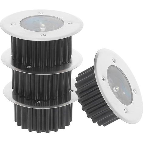 4-teiliges Solar-Gartenleuchten-Set, wasserdichte Edelstahl-Einbaustrahler, LED-Gartenbeleuchtung für Rasen und Einfahrt – weißes Licht