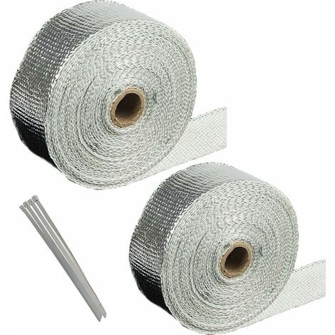 cinta aislante térmica, vendaje de aluminio y titanio de 10 m + 5 m, 4 abrazaderas autoblocantes para colector de protección térmica de escape de motocicletas y automóviles (color (1/4)