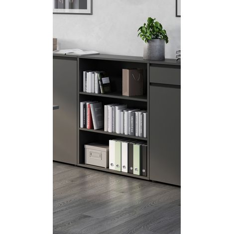 Etagère de bureau H 120 cm coloris graphite Betina (1/4)