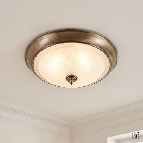Deckenlampe rund Messing Glas Jugendstil Wohnzimmer Flur ELENI (1/5)