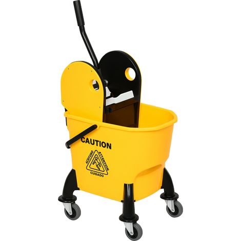 Chariot nettoyage seau roulettes seau nettoyage chariot balai essoreuse 26 L jaune 44x36x90 cm