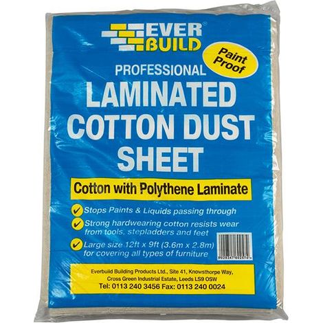 Everbuild Sika Laminated Cotton Dust Sheet 3.6 x 2.7m (1/3)