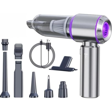 Aspirateur et sèche-cheveux sans fil 4 en 1, puissance d'aspiration de 16 000 Pa - moteur sans balais, convient aux voitures et aux maisons.