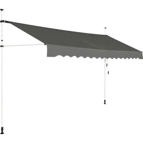 Tenda da sole retrattile per balcone, larga 200 cm, resistente ai raggi UV, grigia