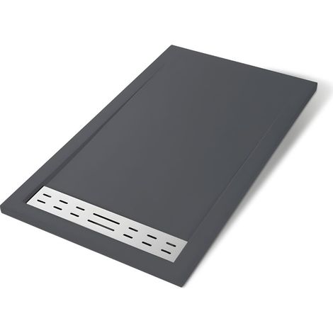 Piatto doccia mineral marmo resina antiscivolo h 4 cm misure l120 x p80 x h4 cm - tinta antracite - confezione 1 (1/5)