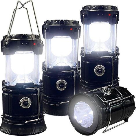 Lot de 4 lampes solaires de camping, rechargeables par USB (1/5)