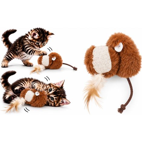 Jouet Chat - Souris + Balle Brun - Brun - 19 x 5 x 5,5 cm (1/2)