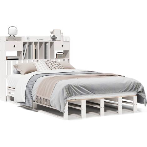 Maison Exclusive - Letto Libreria senza Materasso Bianco 135x190 cm Legno di Pino