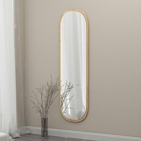 Miroir d'entrée ovale cadre effet bois 117 cm - moderne CODY (1/5)