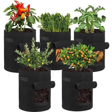 5 Pièces Sac de Culture de Pommes de Terre, 10 Gallons Sac de Plantation avec Fenêtre et Poignée, Sacs de Culture en Tissu Non Tissé Respirant (1/5)