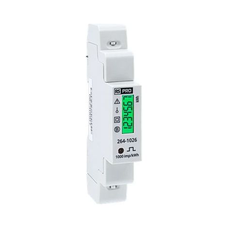 Compteur d'énergie RS PRO, 1 phase, 253 (Phase and Neutral) V ac, 45A, 55Hz, Aucun, 1 x entrée directe, 1 x sortie ( Prix pour 1 )