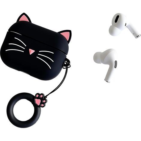 Silikonhülle für AirPods Pro 1 & 2 – Stoßfeste Hülle mit Karabinerhaken, niedliches Katzenmotiv, weiche Schutzhülle für das Ladecase (1/5)