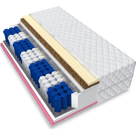 Matratze 140x200 LATEX VISCO Memory Kokos LIVE Taschenfederkern 7 Zonen H3 21cm