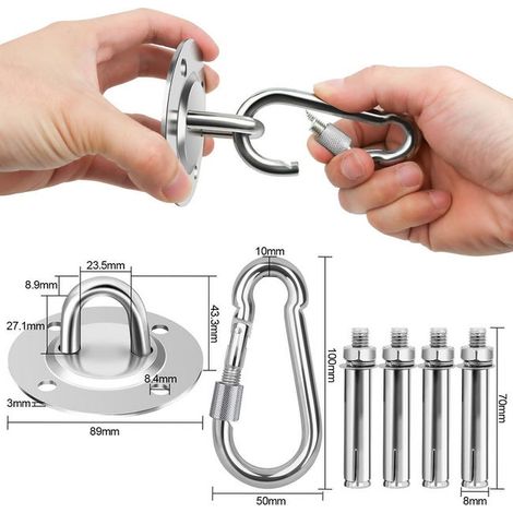 2x Gancio fisso a soffitto per piastra sospesa per yoga, gancio ad anello, gancio sospeso (1/3)