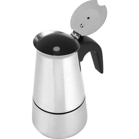 Cafetière Moka en acier inoxydable, cafetière italienne, grande cafetière à fond épais (1/5)
