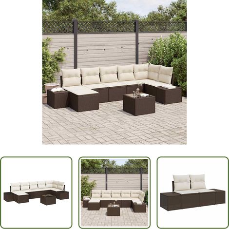 vidaXL Wetterfest - Garten-Sofa-Set mit Kissen mit Speicher 7 pcs Braun Poly-Rattan (1/5)