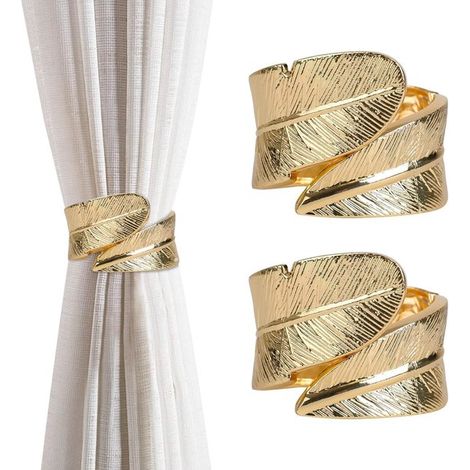 Set di 8 fermatende in metallo a forma di piuma — Clip decorative per casa e ufficio — Finitura classica color oro (1/4)