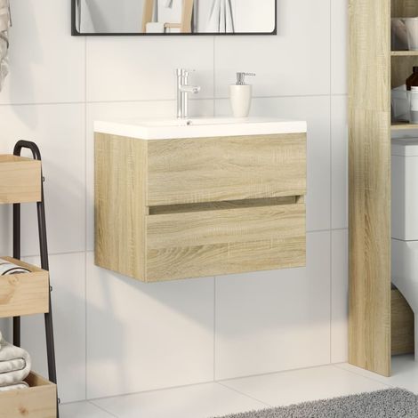 2 Piece Bathroom Furniture Set Ceramic and Engineered Wood vidaXL